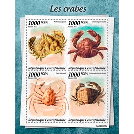 Central Africa - 2022 Crabs, Elbow, Sponge, Mud - 4 Stamp Sheet - CA220821a