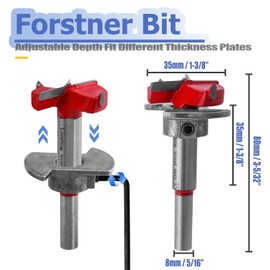 Mesee Hinge Jig Drill Bits Set 35mm Forstner Bit with Door Hinge Hole Jig Template Concealed Hinge Hole Drill Guide Locator Woodworking Cabinet Hinge Boring Jig Hole Cutter Positioner Tool Kit