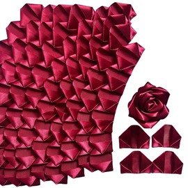 LatinaFlorista 300Pcs Premade Satin Ribbon Rose Petals Half-Finished For Eternal Rose DIY Ramos Forever Flowers Bouquets Everlasting Floral,For Wedding,Anniversary,Birthday (300 Pcs Wine Red)