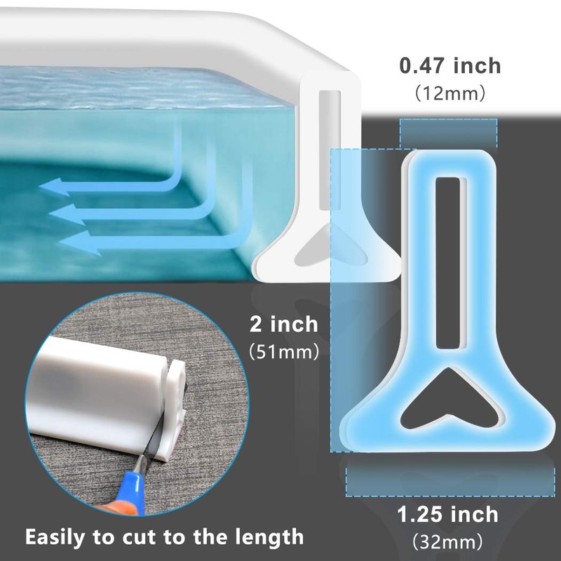 39 Inch Shower Threshold Water Dam Collapsible Bath Shower Barrier