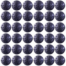 Natural Stone Beads 100pcs 8mm Black Lava Round Genuine Stone Beading Loose Gemstone Hole 1mm DIY Beads for Essential Oil Yoga Bracelet Necklace Earrings Jewelry Making (Black Lava Stone Beads,8mm)