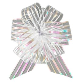 sxvblly 6 PCS Large Pull Bows 6 Inch Five-Striped White Bows for Gift Wrapping Wedding Basket Decorated Birthday Party Christmas Gift Boxes Flower Decorations