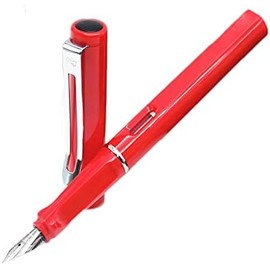 Pluma estilográfica de punta fina, moderna, clásica, de lujo, para mujeres u hombres, con punta de calidad para escuela, oficina, negocios (rojo)