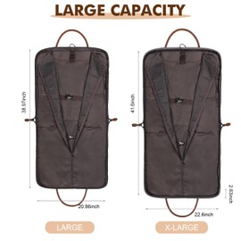 S-ZONE Carry On Garment Bag for Business Travel Canvas Leather Men Women Suit Cover, Black-l, L, Modern