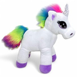 MIJOMA Kuschelweiches Plüscheinhorn – 23 cm – Regenbogenmähne, Glitzerhorn & Stickdetails – Kinder Plüschfigur aus 100% Polyester – Zauberhaftes Plüschgeschenk