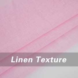 Pink Sheer Curtains 63 inches Long Sheers Girls Room Voile Nursery Bedroom Living Rooom Kitchen Basement Linen Textured Window Curtain Panels Drapes Light Filtering Rod Pocket 2 Panels 52"x63"