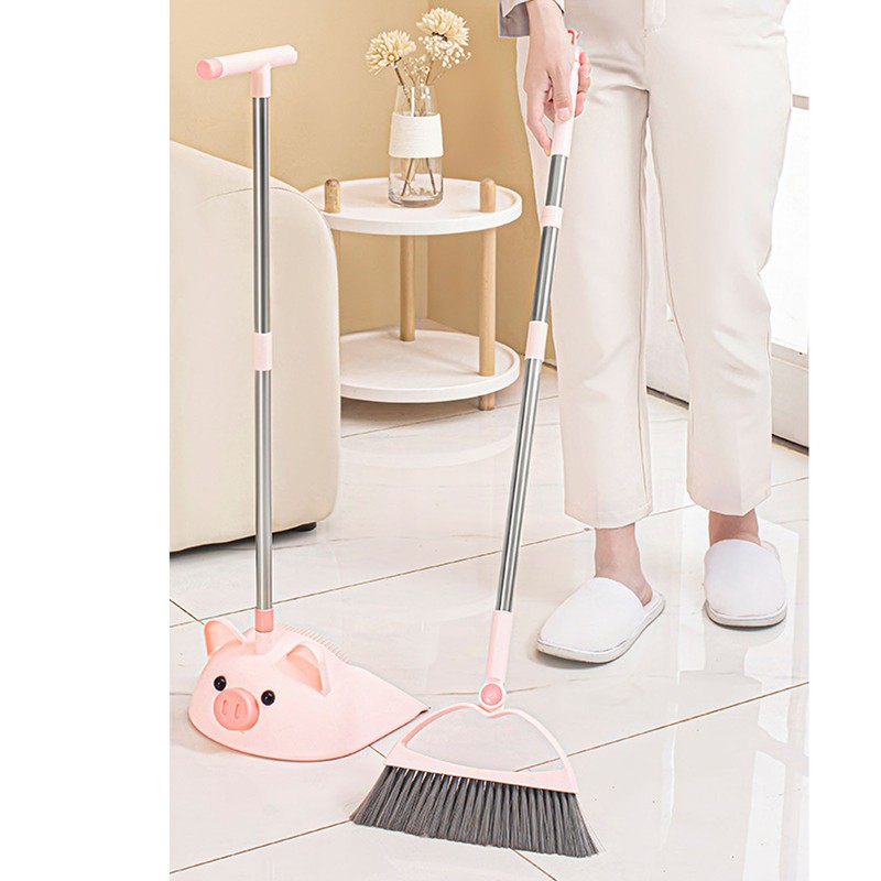 Broom Dustpan Set Upright Standing Combo Household Cute Non Stick