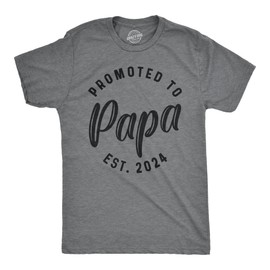 Mens Promoted to Papa 2024 Tshirt Funny New Baby Family Graphic Tee Mens Funny T Shirts Dad Joke T Shirt for Men Funny Grandpa T Shirt Novelty Tees for Men Dark Grey M