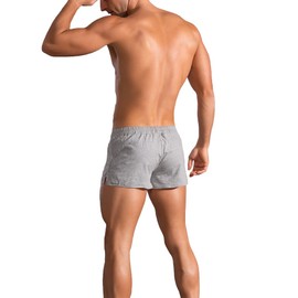 palglg Mens Bodybuilding Shorts 3 Inch Inseam Drawstring Closure Cotton, Gray PLN-3 Inseam-no Pockets, Large