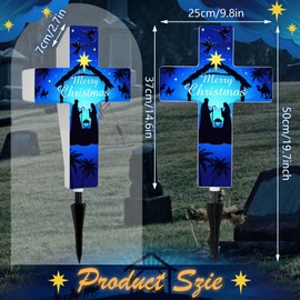 Yousoontic Outdoor Nativity Scene Solar Lighted Religious Christmas Garden Stake Nativity Scene Yard Decorations Solar Light up Holy Night Cross Stake Decor for Christmas Outside Patio Yard(Classic)