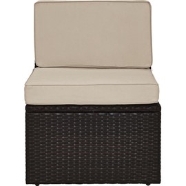 Crosley Furniture KO70090BR-SA Palm Harbor Outdoor Wicker Center Chair, Brown with Sand Cushions
