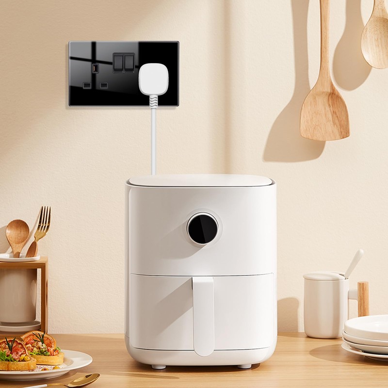 JIMEIDA 2 Pack Black Double Switched Power Socket 13 Amp