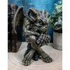 Ebros Winged Ram Horned Gargoyle Sitting On Cathedral Pedestal Statue
