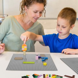 Lekebaby 6 Pack Classic Base plates, 10"x10" Large Building Board Baseplates 100% Compatible with All Major Brands, Grey