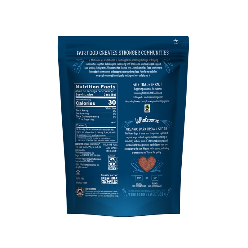 Wholesome Fair Trade Organic Dark Brown Sugar, 24oz, 6-Pack