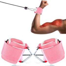 Anemeeoke 2Pack Wrist Cuffs for Cable Machine, Adjustable Neoprene Padding, One Size Fit All Wrist, Fitness Wrist Straps for Men Women, Full Pink