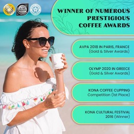 8oz 100% Kona Coffee Whole Beans by Kona Gold Rum Co. - Extra Fancy Freshly Roasted Medium/Dark Roast, Peach Notes with Cream Tones - Kona Coffee Whole Bean