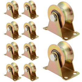 MANCHAP 10 Pack 2 Inch U Groove Wheel Pulley, Steel U-Type Groove Wheel, Rigid Caster with Bracket Sliding Gate Rollers for Inverted Track, Rolling Gate, Wire Rope Rail, Loading 660 Lbs