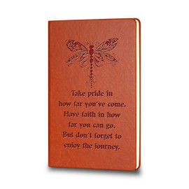 JOHSBYD Dragonfly Gifts Leather Notebook Always Remember You’re Braver Than You Believe Journal Notebook Dragonfly Lover Gift for Men Inspirational Gift Encouragement Gift for Friends (take pride)