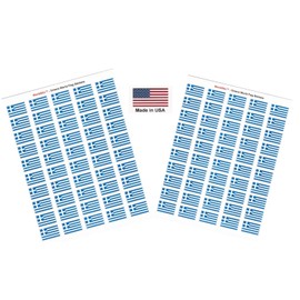 100 Greece Flag Stickers, Two Sheets of 50, 1.5" x 1" Made in America Self Adhesive Country Flag Scrapbook Stickers, Two Sheets of 50, 100 Sticker Decal Flags
