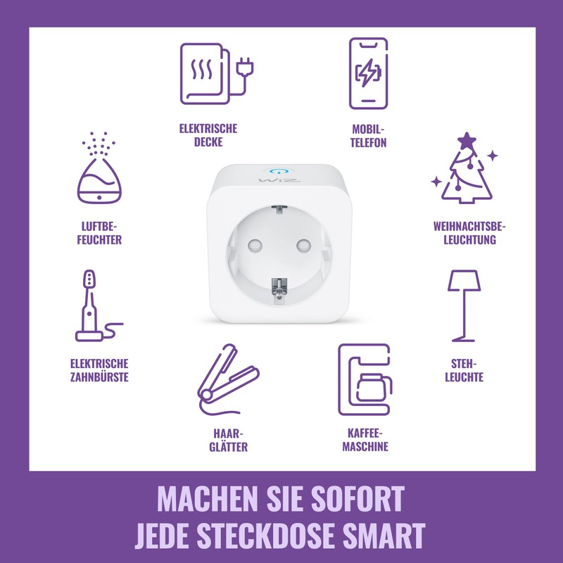 WiZ WiFi Smart Plug, Type F, 230 V, 50 Hz,