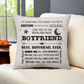 Aconesong You're Awesome Boyfriend Gifts Reminder Cushion Cover Throw Pillow Cover Gift for Boyfriend Birthday Valentines Day Cushion Case Decoration 45 x 45 cm (Boyfriend)
