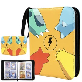 Trading Card Album 50 Pages 400 Pockets Portable Waterproof PU Material for Kids Teens (Yellow)