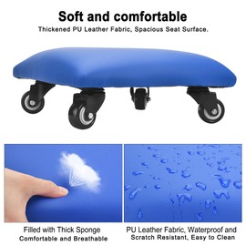 Low Rolling Stool Chair Low Roller Seat Low Stool with Wheel Low Chair Movable Mini Stools for Home Office Garage Pedicure Mechanic Cleaning Floor (Blue)