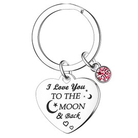 Gifts for Women Men Keyrings Gifts For Her Him Gifts For Mum Dad From Daughter Son Keychain Gift For Girlfriend Boyfriend Birthday Anniversary Christmas Keychain I Love You to The Moon & Back (Pink)