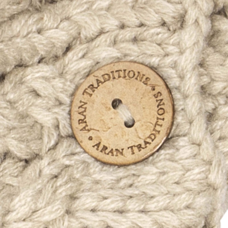 Aran Traditions Cable Knit Wrap Button Scarf (Oatmeal)
