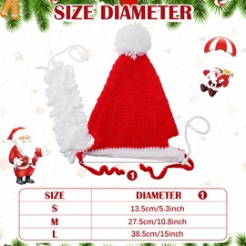 Huhumy Pet Christmas Red Hat Puppy Christmas Hat with Lovely Santa Beard Adjustable Christmas Pet Crocheted Hat and Soft Fluffy Beard Warmer Costume for Small Medium Large Cats Dogs Pets(Large)