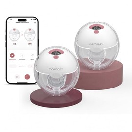 Momcozy M5 Smart Breast Pump, APP Controlled Wearable Hands‑Free Electric Pump, 3 Modes 9 Suction Levels, Portable Lightweight Pump, 24mm Flange, 2 Count, Cozy Red