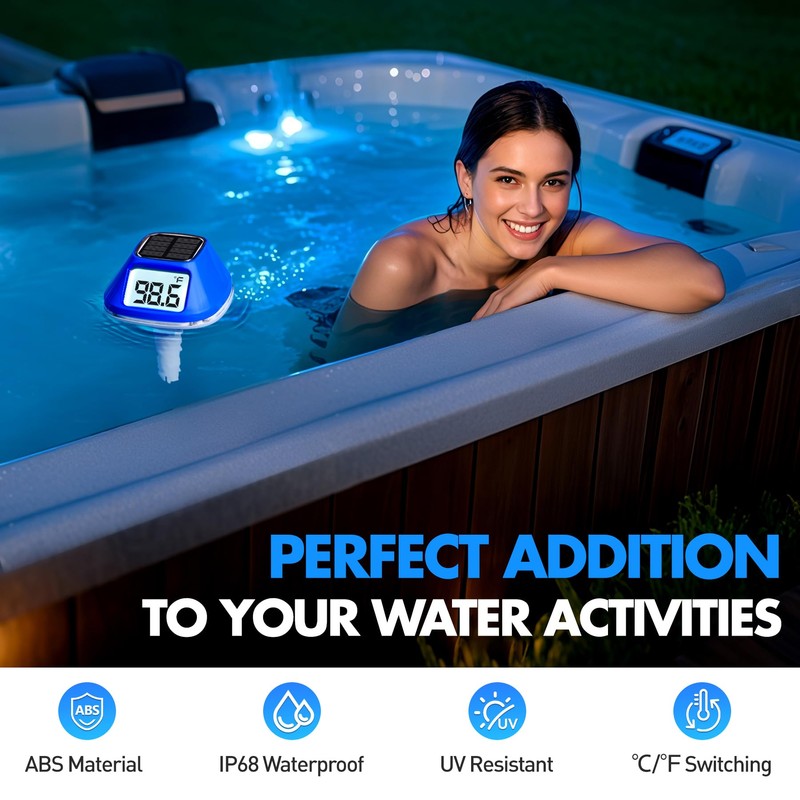 DeeprBlu New Iteration Solar Digital Pool Thermometer with Rope, Easy