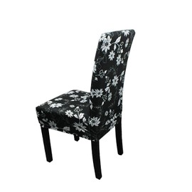 WedDecor Dining Chair Cover, Spandex Stretch Chair Seat Cover, Removable & Washable Chair Slipcover for Kitchen, Wedding, Hotel, Dining Room, Banquet, Chair Protector, 4 Pcs, Black Floral
