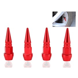 KIMISS 4Pcs [Aluminum Alloy] Spike Wheel Tire Valve Stem Car Truck Air Dust Covers(Red)