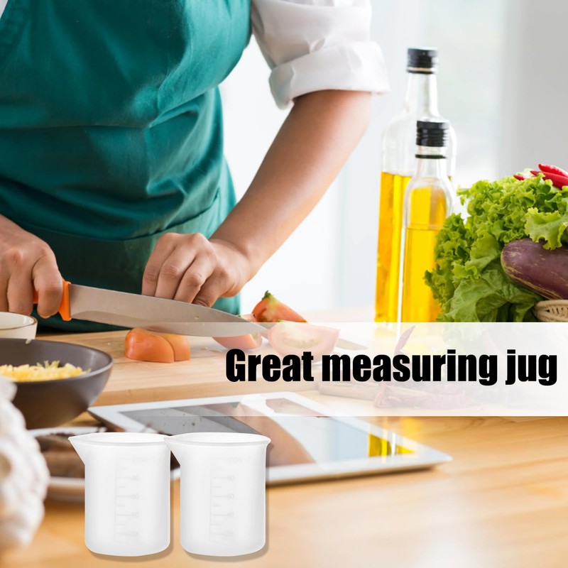 2pcs 100ml Graduated Beaker Clear Plastic Measuring Cup,Multipurpose Transparent Lab