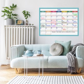 Dry Erase Calendar for Wall - Undated 1 Month Wall Calendar Dry Erase, 40" x 28", Erasable & Reusable Laminated White Board Calendar with 8 Round Stickers, Great Layout Wall Calendar Dry Erase for Home