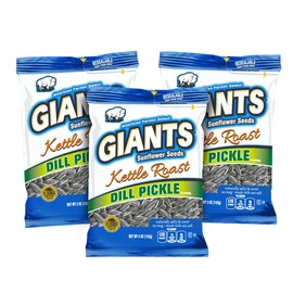 GIANTS Kettle Roast Dill Pickle Sunflower Seeds - Sunflower Seeds Bulk, Big Sunflower Seeds to Eat, Roasted & Flavored for Eating, 8g Protein Per Serving - 5 oz Bags (Pack of 3)