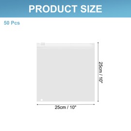 PATIKIL Frosted Zipper Bags, 50 Pack 10 x 10 Inch Resealable EVA Clothes Packaging Bag with Slider Closure and Vent Hole for Small Business T-shirt Packaging Organizing Shipping, Clear