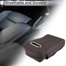 X AUTOHAUX Car Center Console Cover Car Armrest Cover Multifunctional 12.4"x6.3"x3.15" Dark Brown Nappa Leather Memory Foam