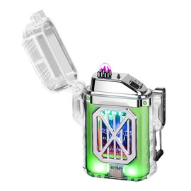 BABOBIU Electric Lighter Cool Lighter Flameless Windproof Lighter Type C Rechargeable Lighter with Dual Plasma Arc for Candles, Incense, Fireworks (Green)