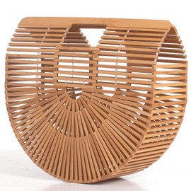 RULER TRUTH Women's Bamboo Handbag by Handmade Straw Bag,Tote Bamboo Purse Natural Basket Bag for Summer Beach (Original, L)