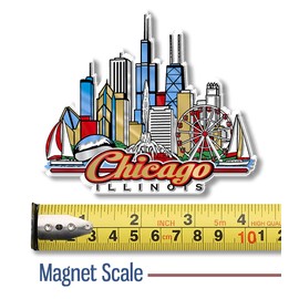 Classic Magnets Chicago City Magnet by Classic Magnets, Collectible Souvenirs Made in The USA, 4.1" x 3.5"