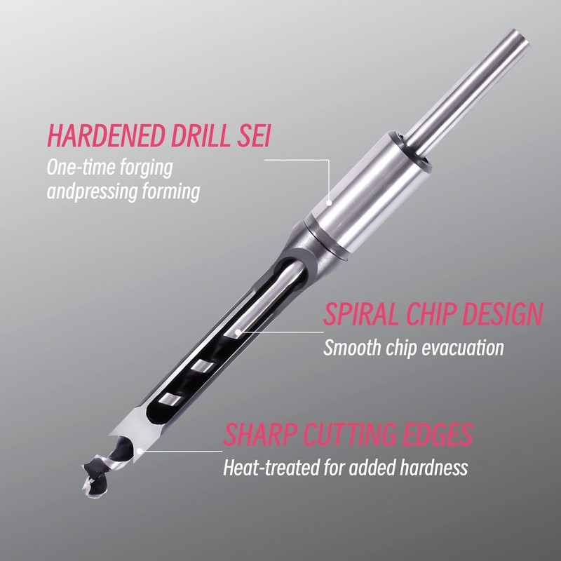 Skweawert Square Hole Drill Bit,1/2 Inch High-Carbon Steel Tools Chisel