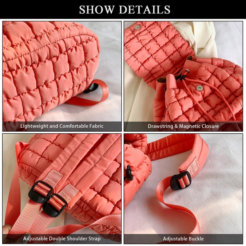 Extolove Quilted Backpack for Women, Trendy Puffer Backpack Drawstring Backpack