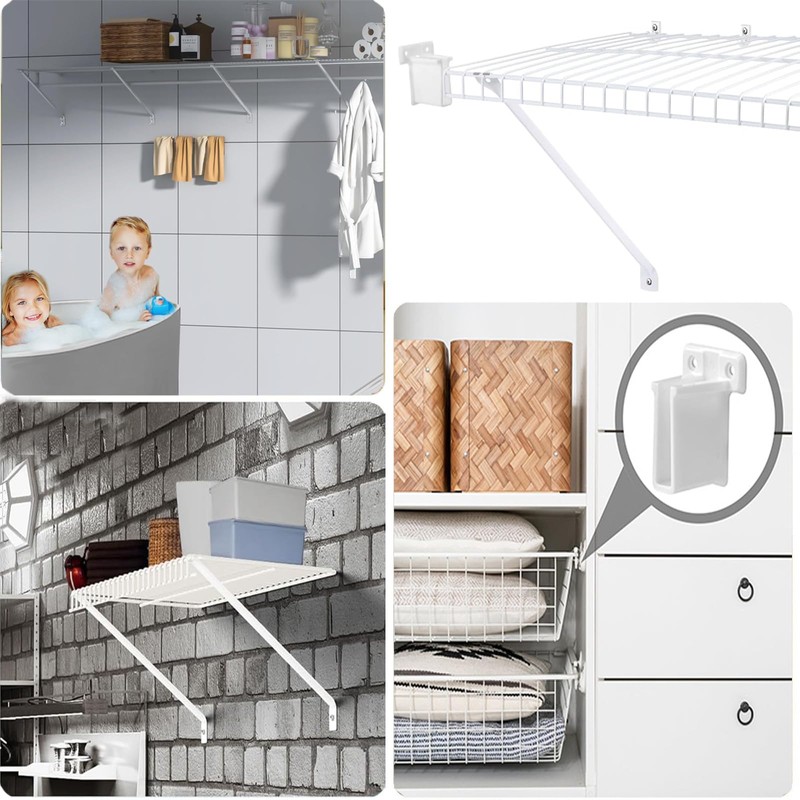 6 Pack 12 Inch Wire Shelf Brackets Set, Includes 6