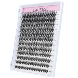 Eyelash Clusters LAUBESS Lash Clusters Individual Lashes Mixed Tray Cluster Lashes Kit DIY Lash Extensions at Home Fake Lashes Soft (30D-0.07D-9-16Mix)