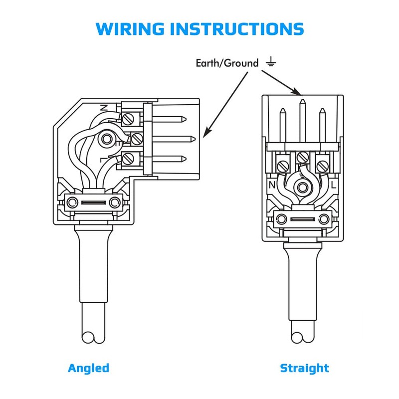 Reusable C14 IEC Connector, White, Straight - Socket Adapter Connector