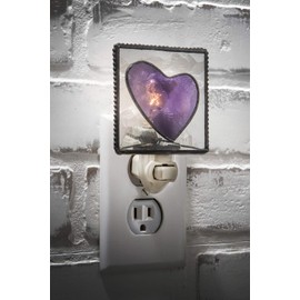Heart Night Light Accent Lite Wall Plug in Nightlight Baby Girl’s Bedroom Bathroom Nursery Kitchen Decorative Vintage Purple Home Décor J Devlin NTL 128