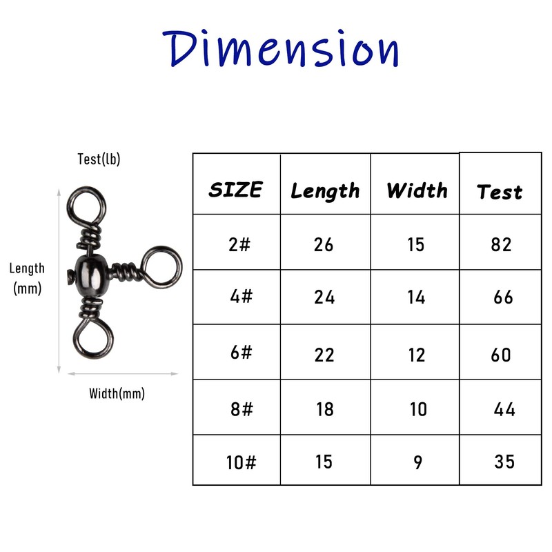 Three Way Cross-line Fishing Swivels T-shape Swivel Connector Barrel Swivels
